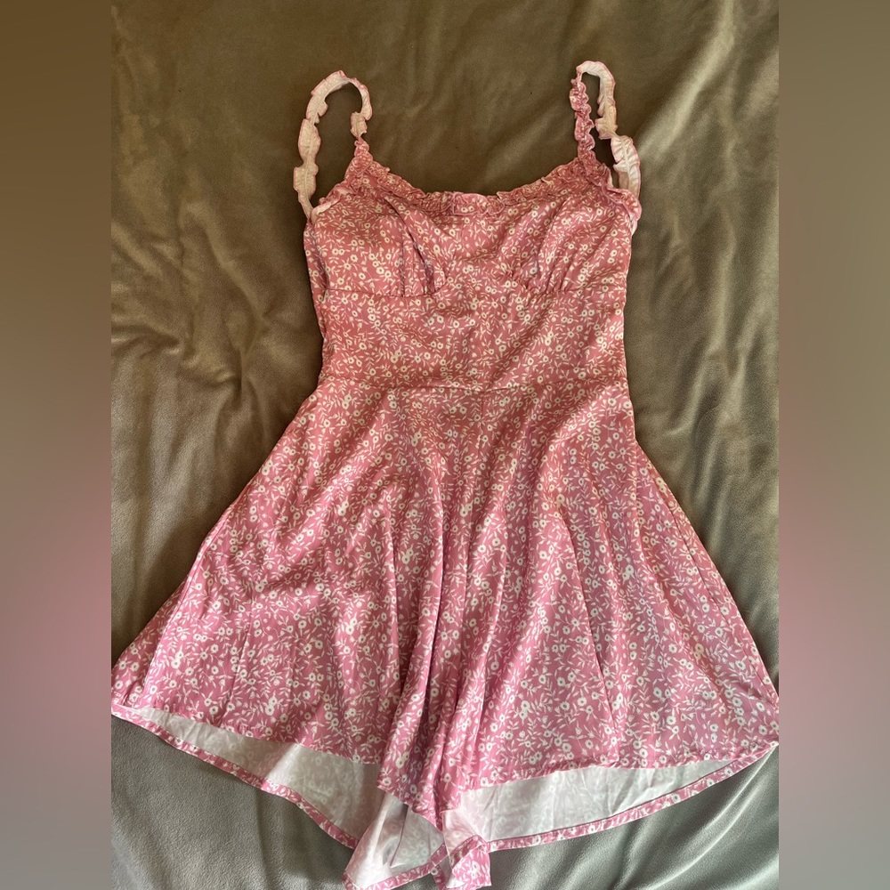 pink floral romper